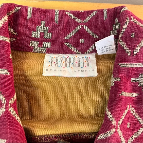 90s Passports by Pier 1 Imports Eclectic Fringe Patchwork Cropped Jacket - Picture 12 of 13